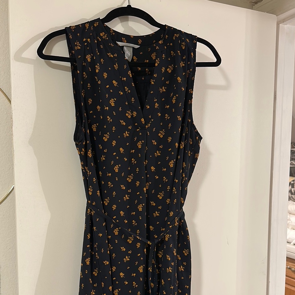 H&M Black and Orange Sleeveless V-Neck Sundress